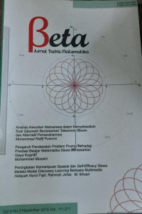 Image of Beta : Jurnal Tadris Matematika